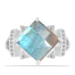 Silberring mit Labradorit aus Gullgruvene und weißem Topas