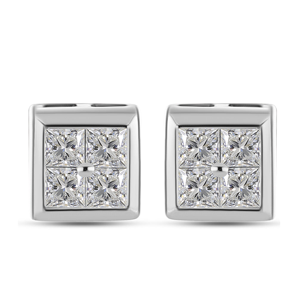 Silberohrringe mit weißem Diamant 1 
