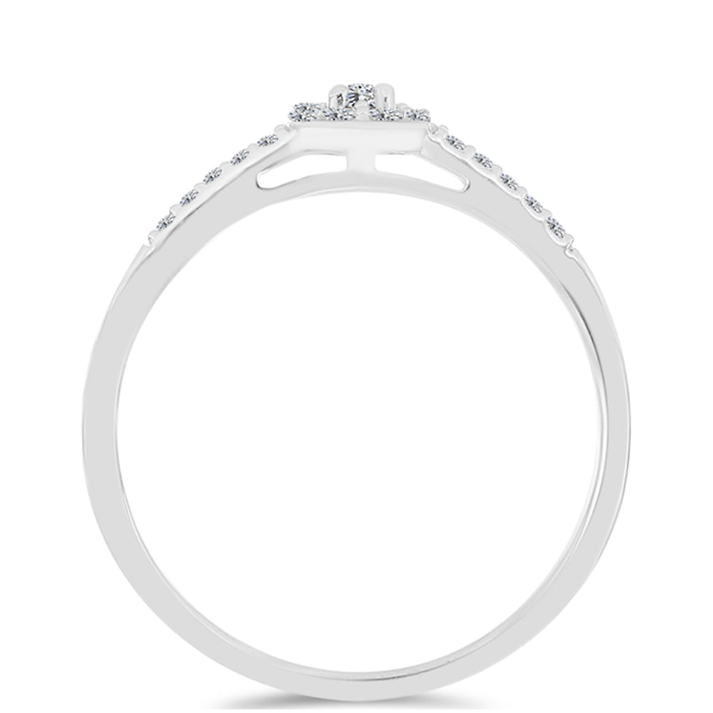 Silberring mit weißem Diamant 2 