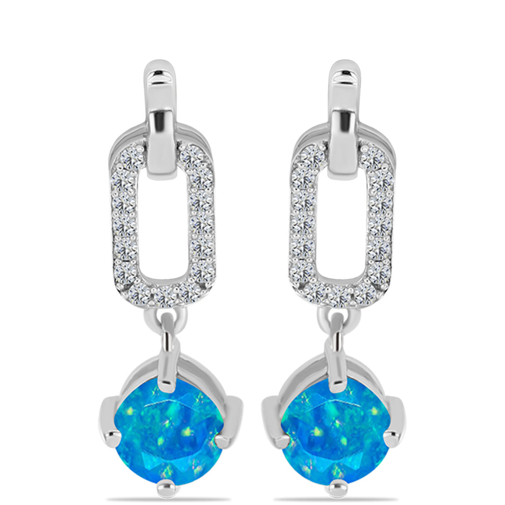 Silberohrringe mit äthiopischem Paraiba-Blauopal und weißem Topas