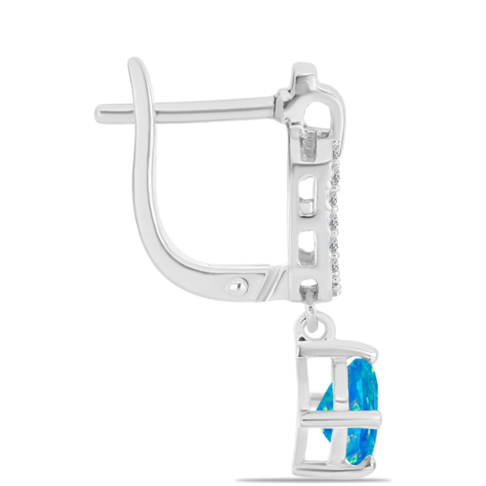 Silberohrringe mit äthiopischem Paraiba-Blauopal und weißem Topas