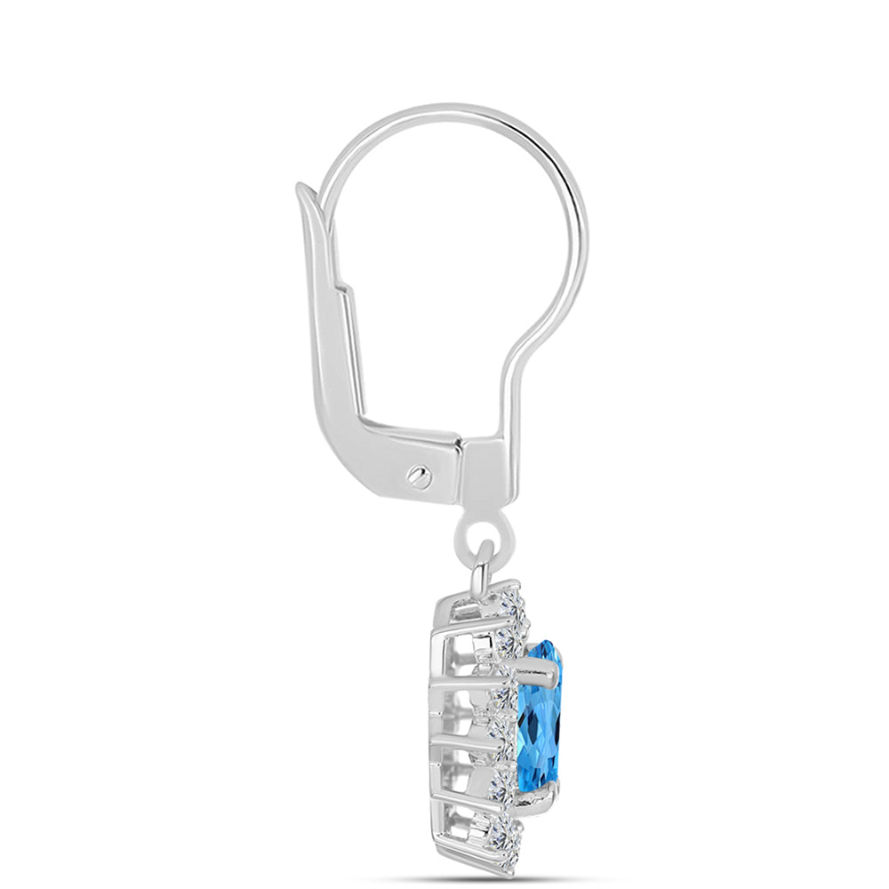 Silberohrringe mit schweizerischem Blautopas und weißem Topas