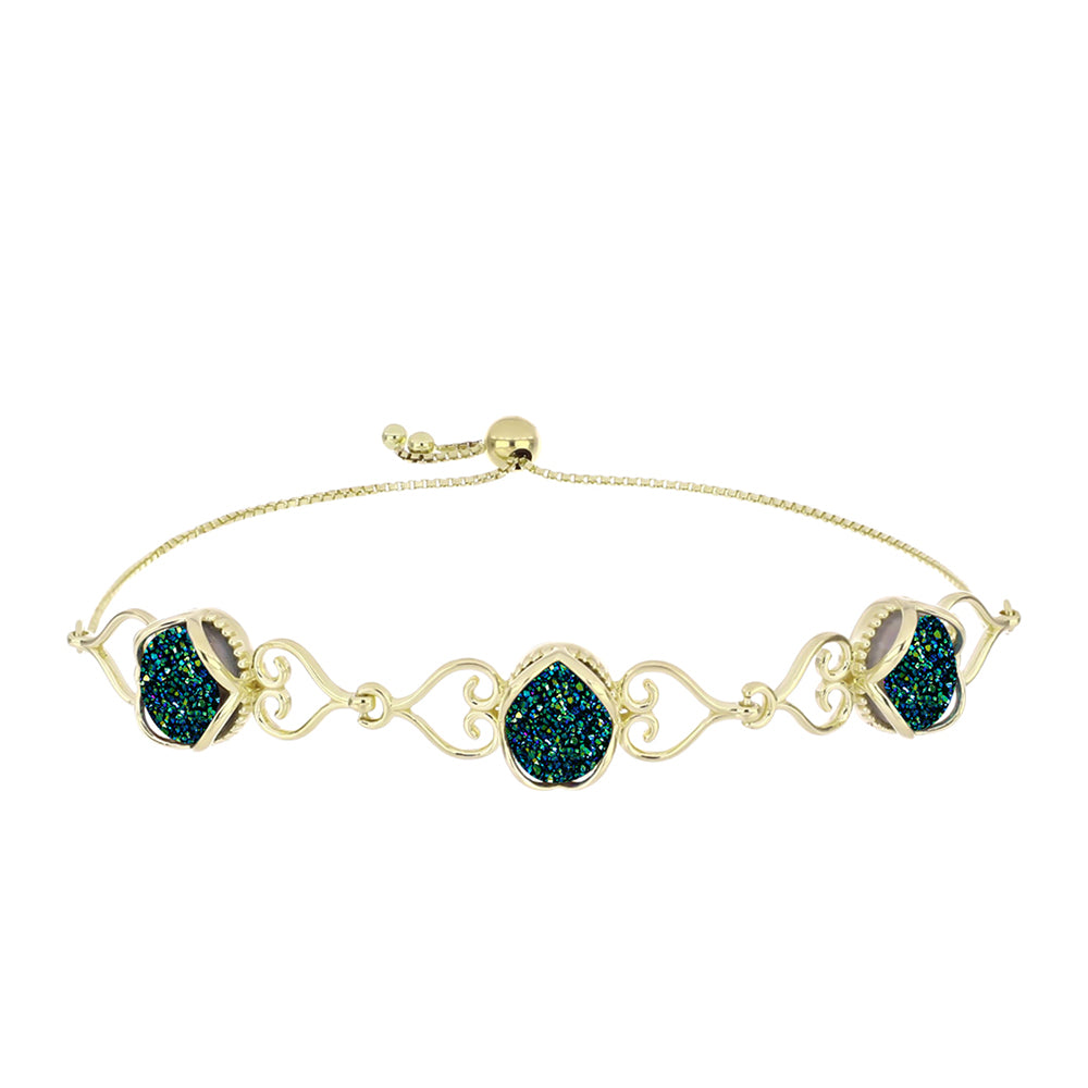 Goldplattiertes Silberarmband mit grüner Druse