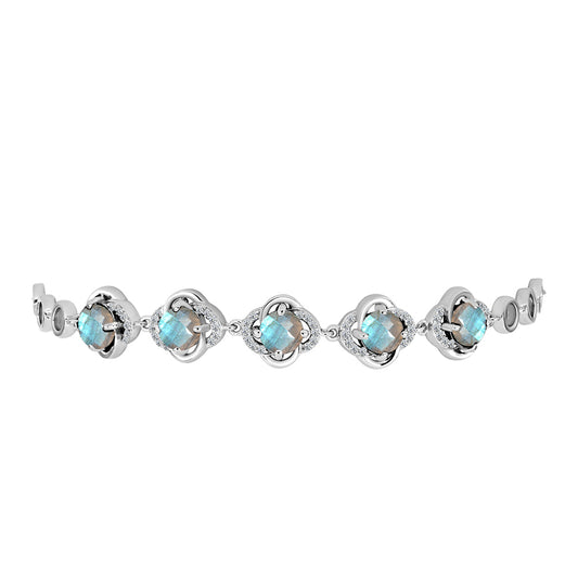 Silberarmband mit Labradorit aus Gullgruvene und weißem Topas