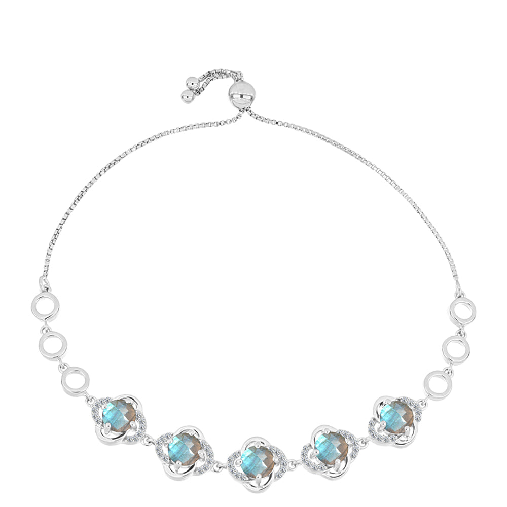 Silberarmband mit Labradorit aus Gullgruvene und weißem Topas 1 