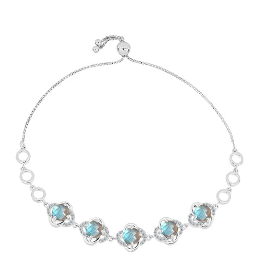 Silberarmband mit Labradorit aus Gullgruvene und weißem Topas