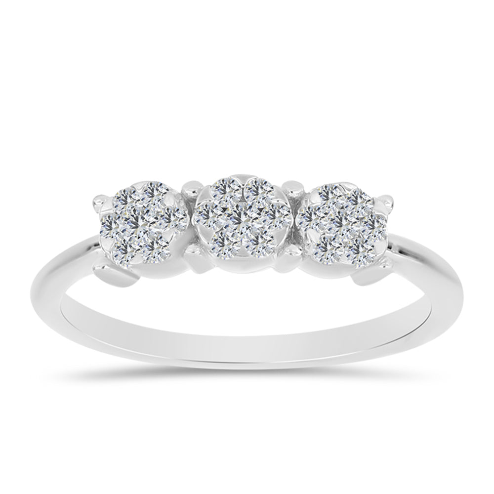 Silberring mit weißem Diamant 3 