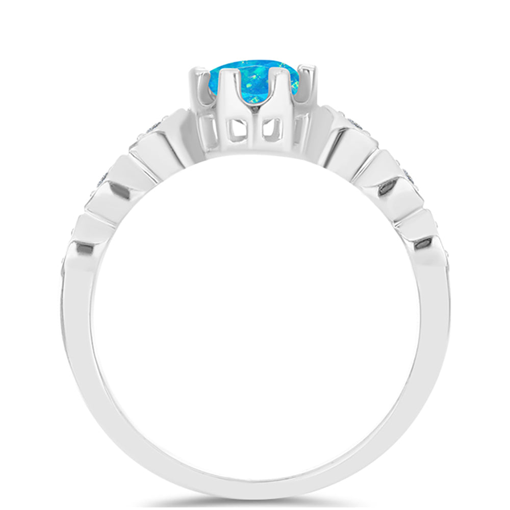 Silberring mit äthiopischem Paraiba-Blauopal und weißem Topas