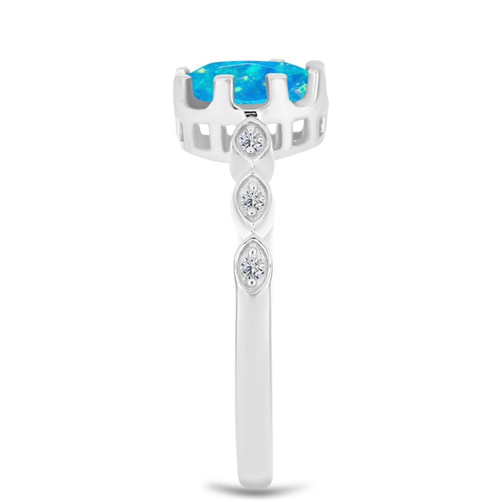 Silberring mit äthiopischem Paraiba-Blauopal und weißem Topas 4 