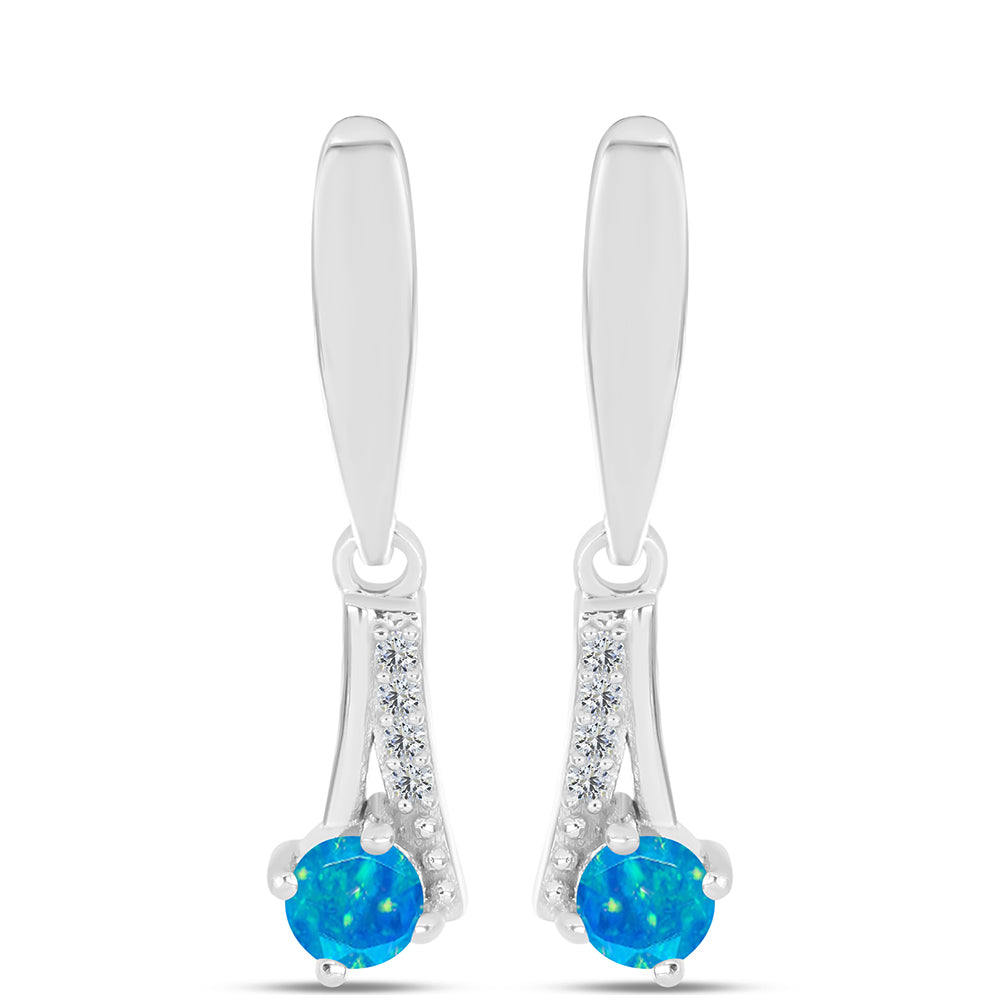 Silberohrringe mit äthiopischem Paraiba-Blauopal und weißem Topas