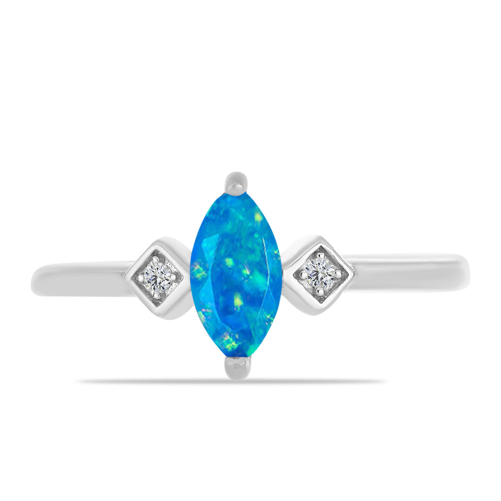 Silberring mit äthiopischem Paraiba-Blauopal und weißem Topas 1 