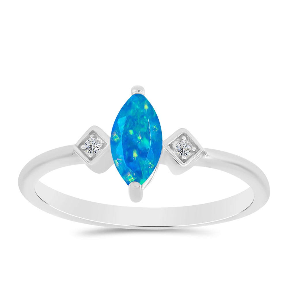 Silberring mit äthiopischem Paraiba-Blauopal und weißem Topas