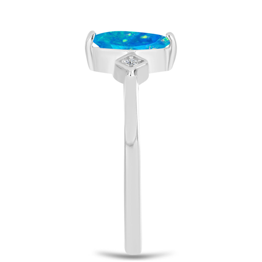 Silberring mit äthiopischem Paraiba-Blauopal und weißem Topas