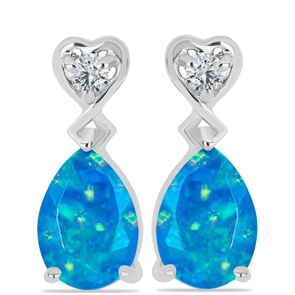 Silberohrringe mit äthiopischem Paraiba-Blauopal und weißem Topas 1 