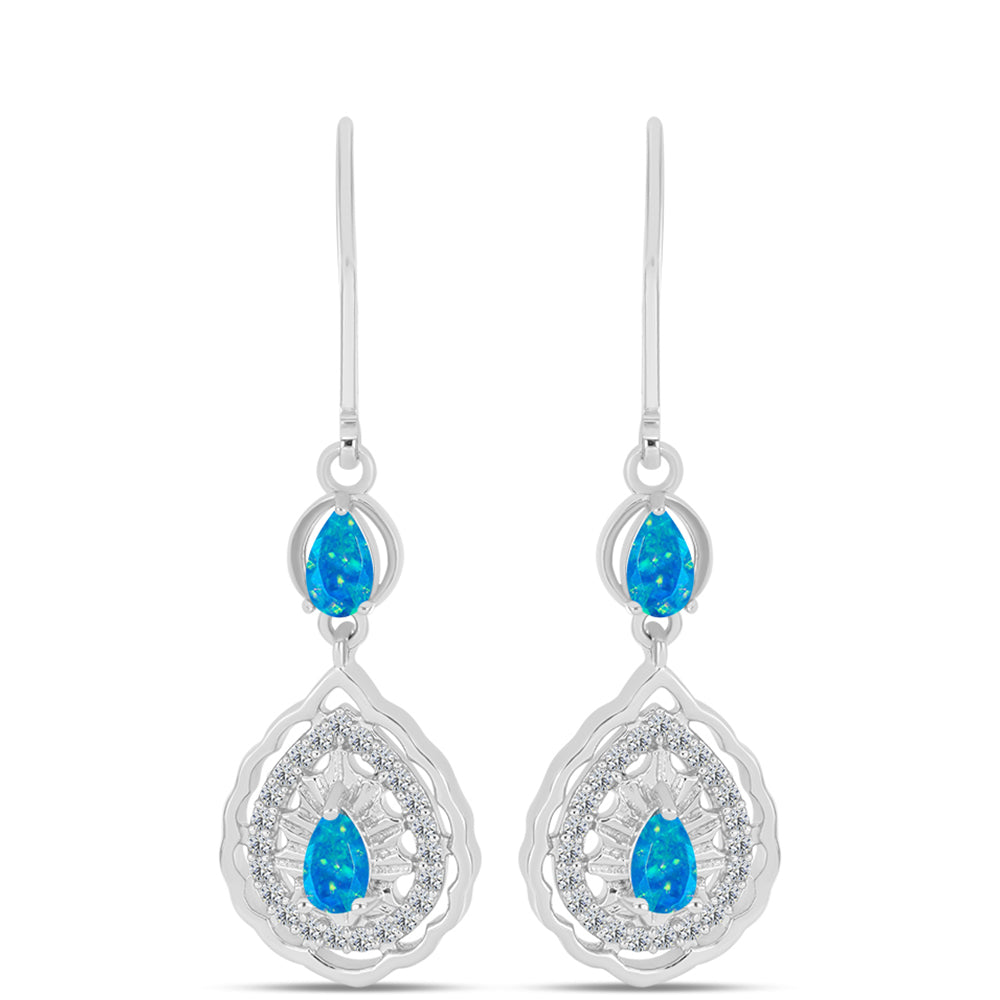 Silberohrringe mit äthiopischem Paraiba-Blauopal und weißem Topas