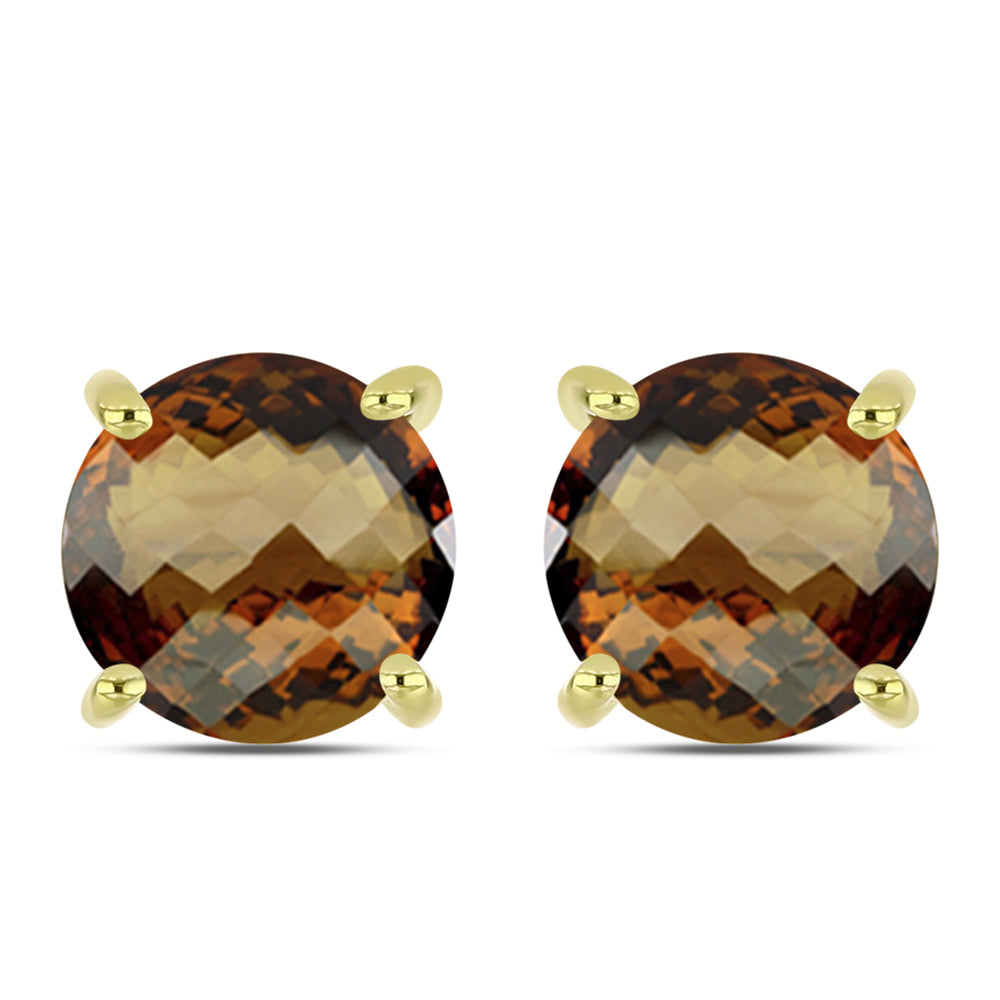 Goldplattierte Silberohrringe mit Cognac-Quarz 1 