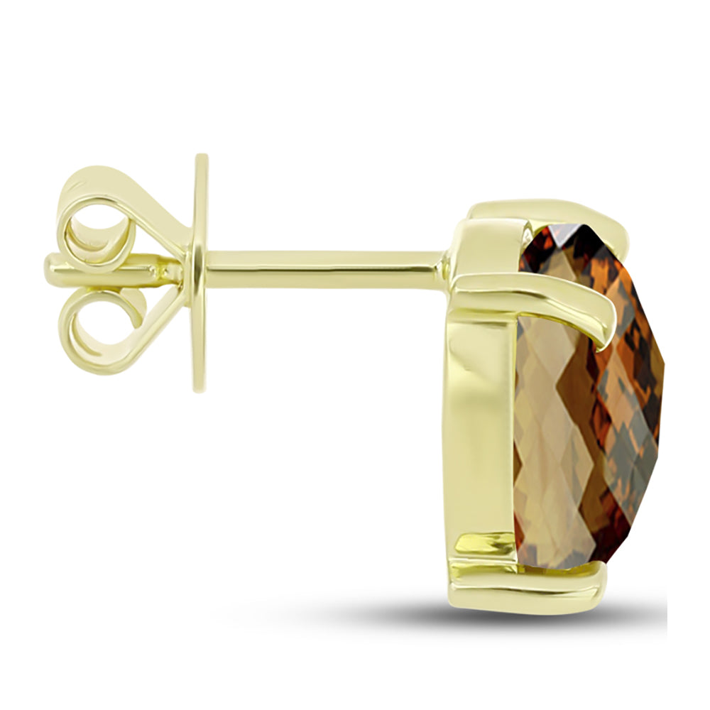 Goldplattierte Silberohrringe mit Cognac-Quarz 2 