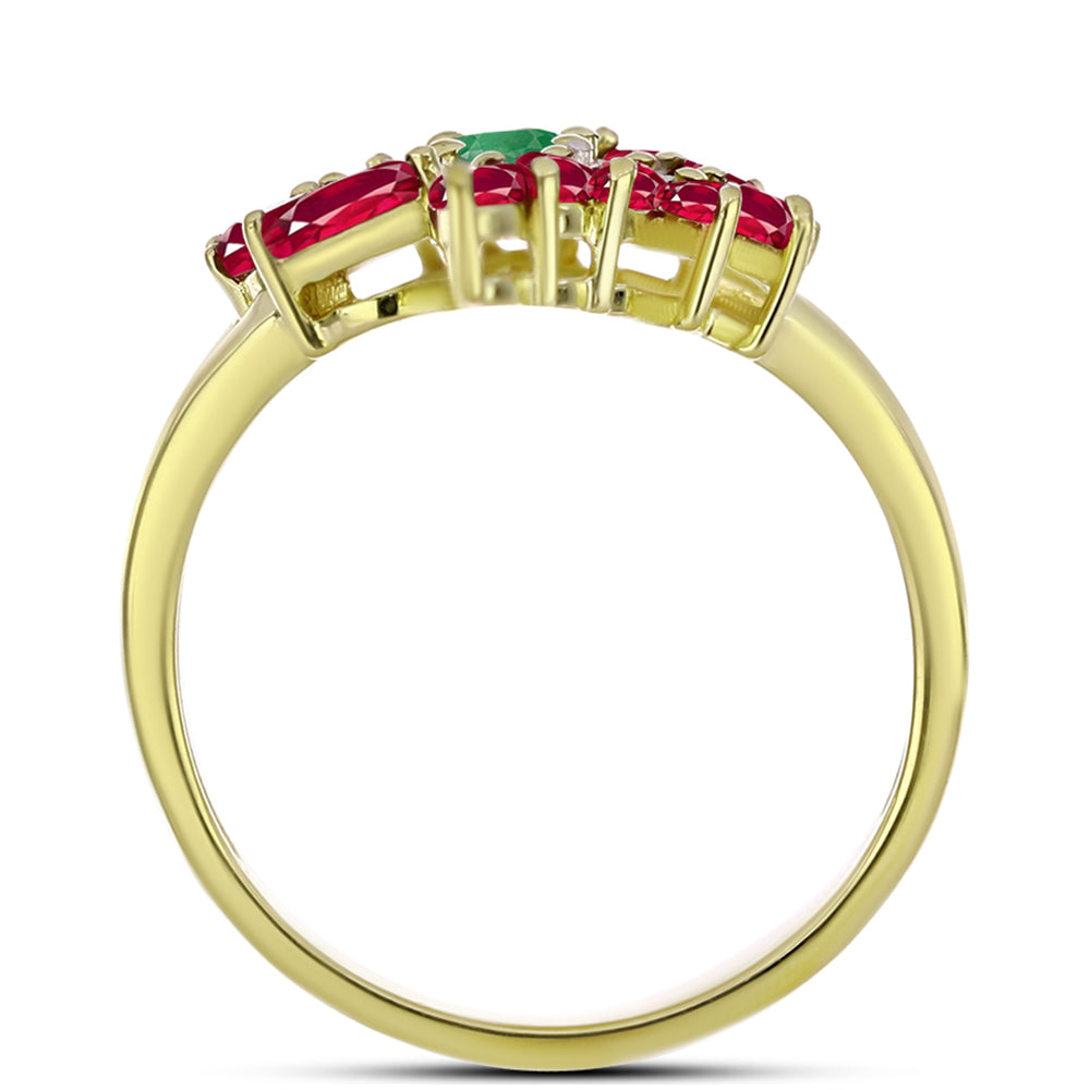Goldplattierter Silberring mit brasilianischem Smaragd und Rubin aus Madagaskar 2 
