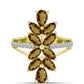 Goldplattierter Silberring mit Cognac-Quarz und weißem Topas