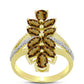 Goldplattierter Silberring mit Cognac-Quarz und weißem Topas