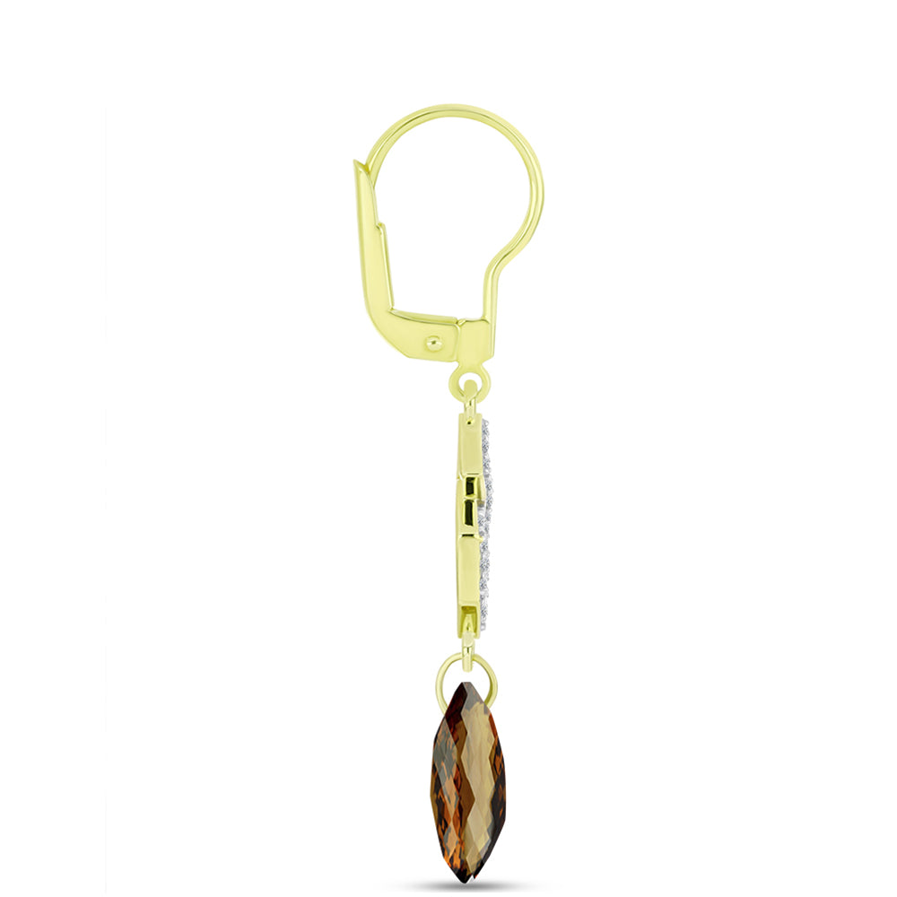 Goldplattierte Silberohrringe mit Cognac-Quarz und weißem Topas