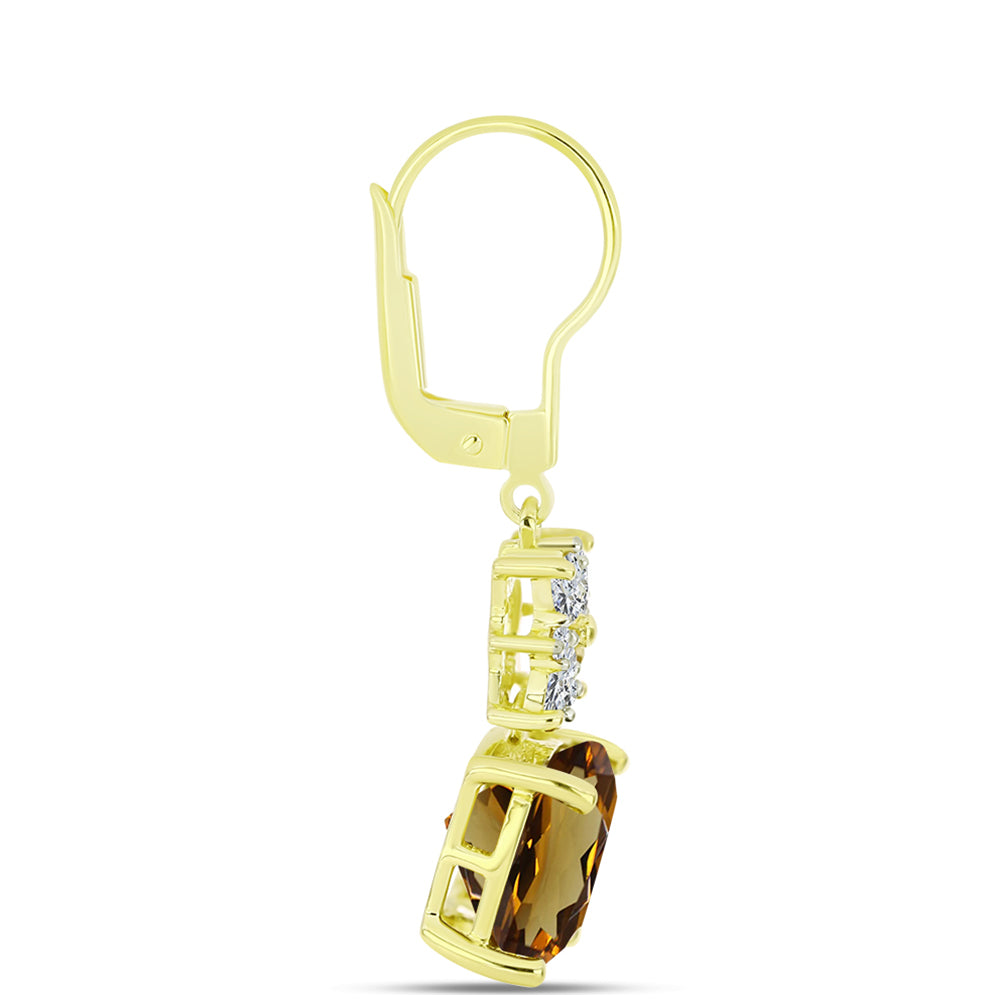 Goldplattierte Silberohrringe mit Cognac-Quarz und weißem Topas 2 