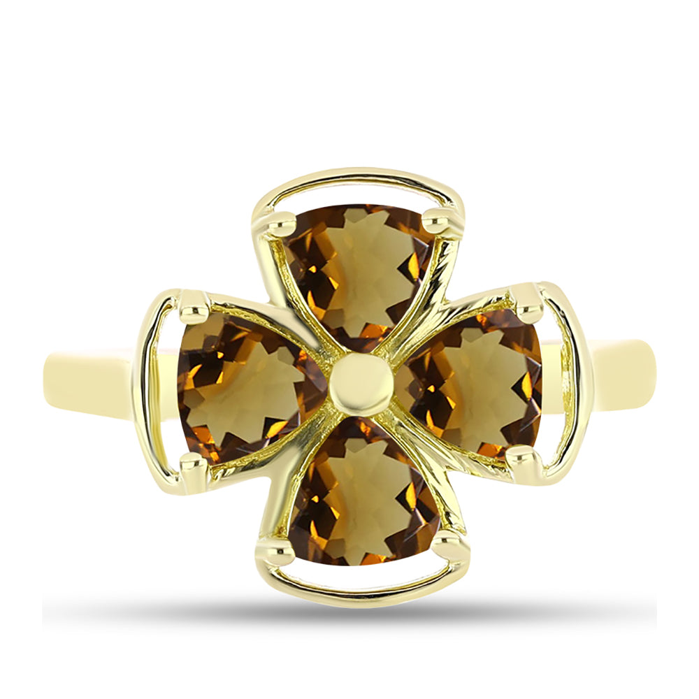 Goldplattierter Silberring mit Cognac-Quarz