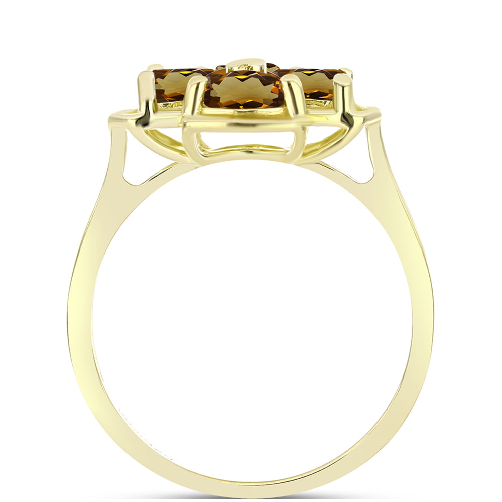 Goldplattierter Silberring mit Cognac-Quarz