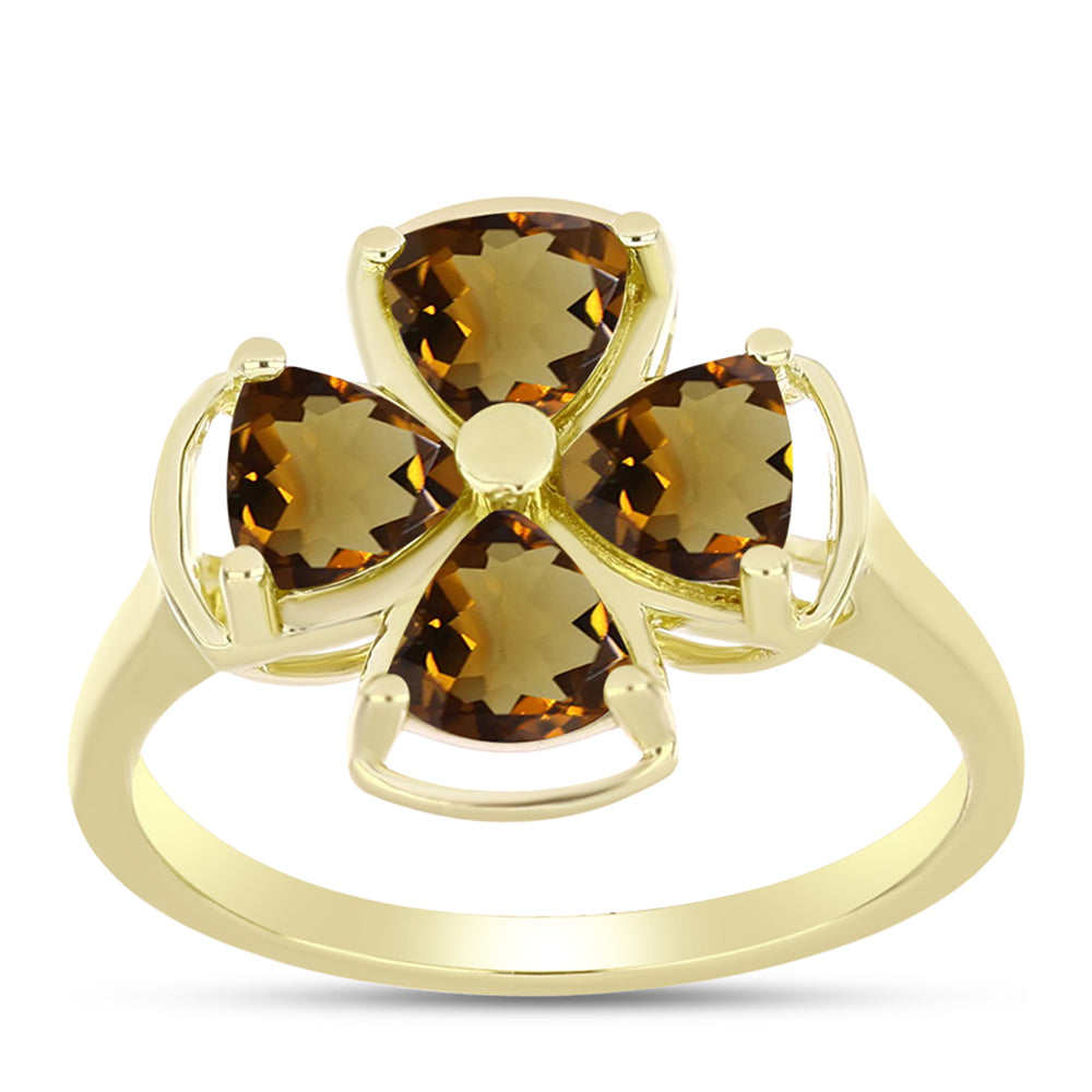 Goldplattierter Silberring mit Cognac-Quarz