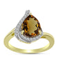 Goldplattierter Silberring mit Cognac-Quarz und weißem Topas