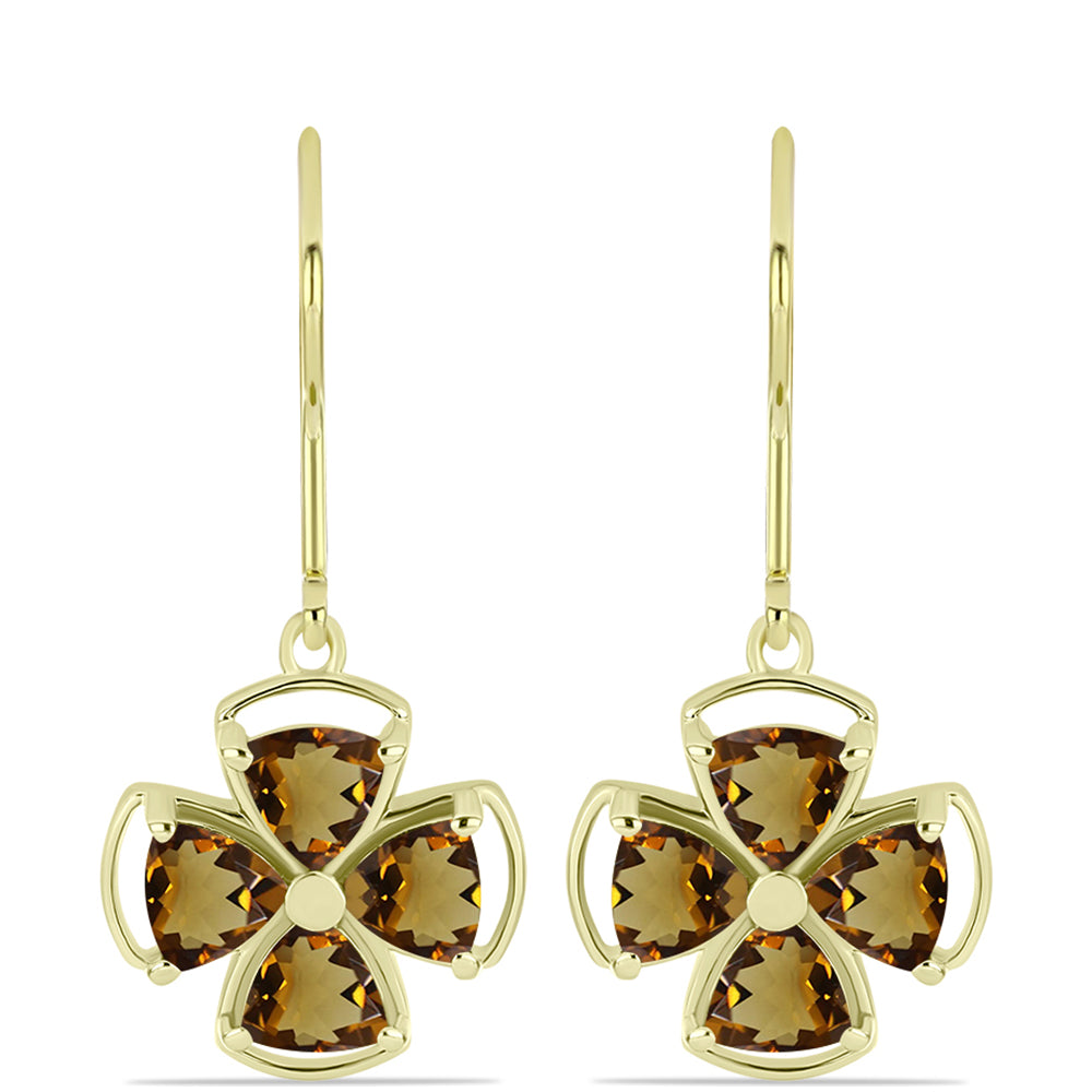 Goldplattierte Silberohrringe mit Cognac-Quarz