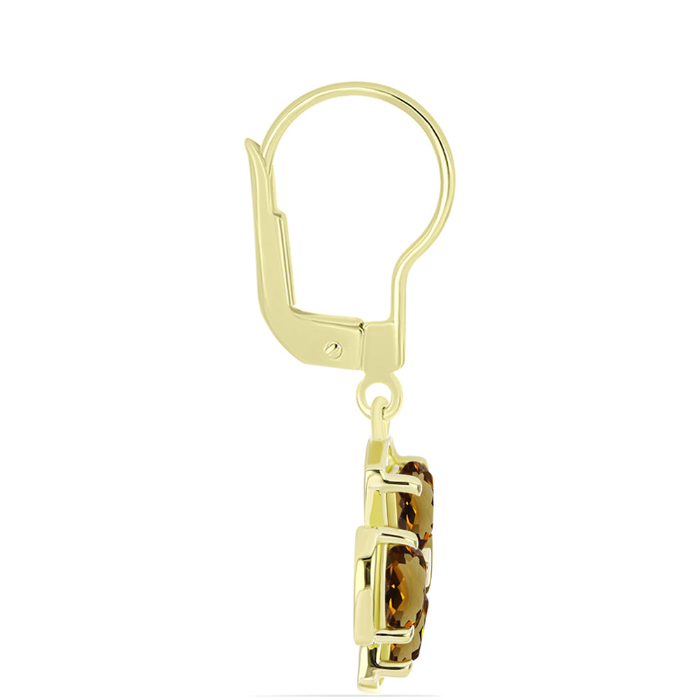 Goldplattierte Silberohrringe mit Cognac-Quarz 2 