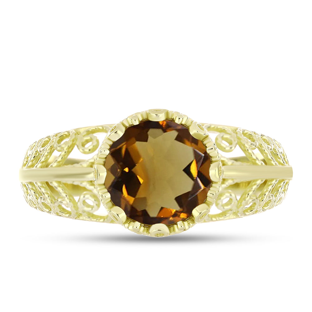 Goldplattierter Silberring mit Cognac-Quarz 1 