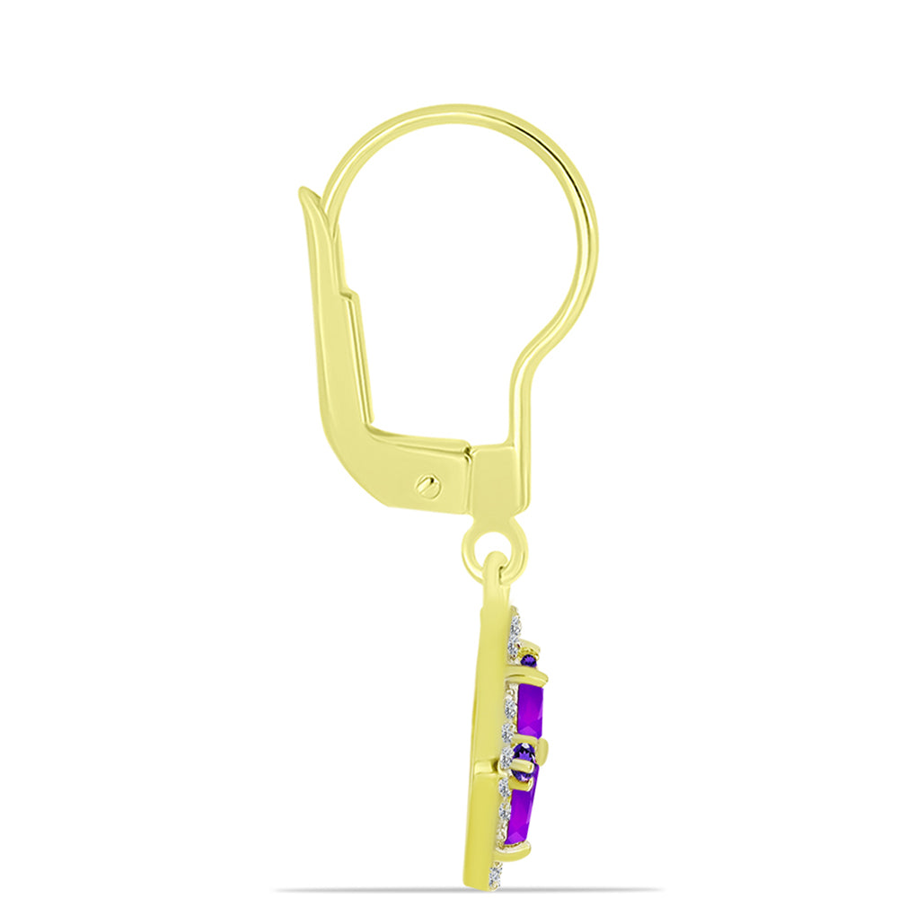 Goldplattierte Silberohrringe mit lila Achat und marokkanischem Amethyst 2 