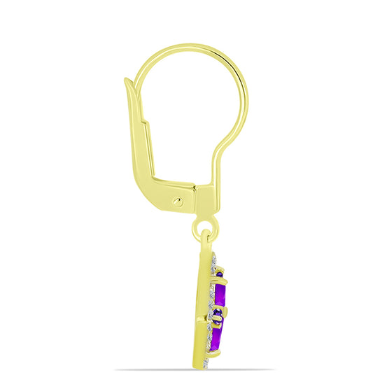 Goldplattierte Silberohrringe mit lila Achat und marokkanischem Amethyst