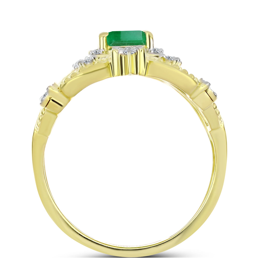 Goldplattierter Silberring mit brasilianischem Smaragd und weißem Topas
