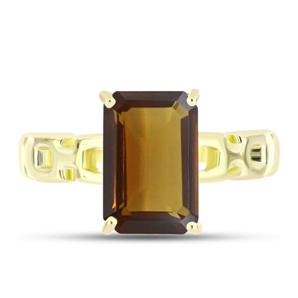 Goldplattierter Silberring mit Cognac-Quarz 1 