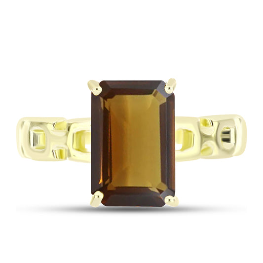 Goldplattierter Silberring mit Cognac-Quarz