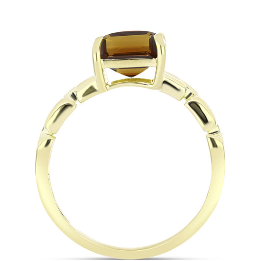 Goldplattierter Silberring mit Cognac-Quarz