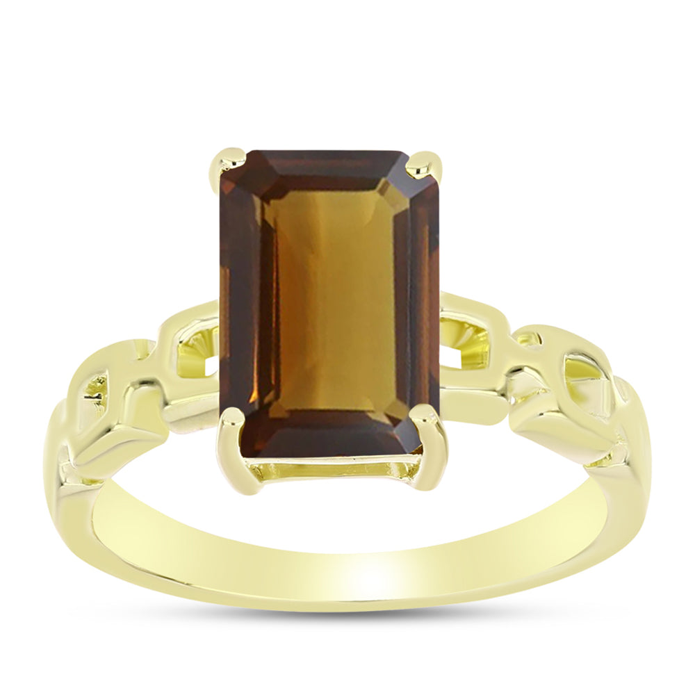 Goldplattierter Silberring mit Cognac-Quarz 3 
