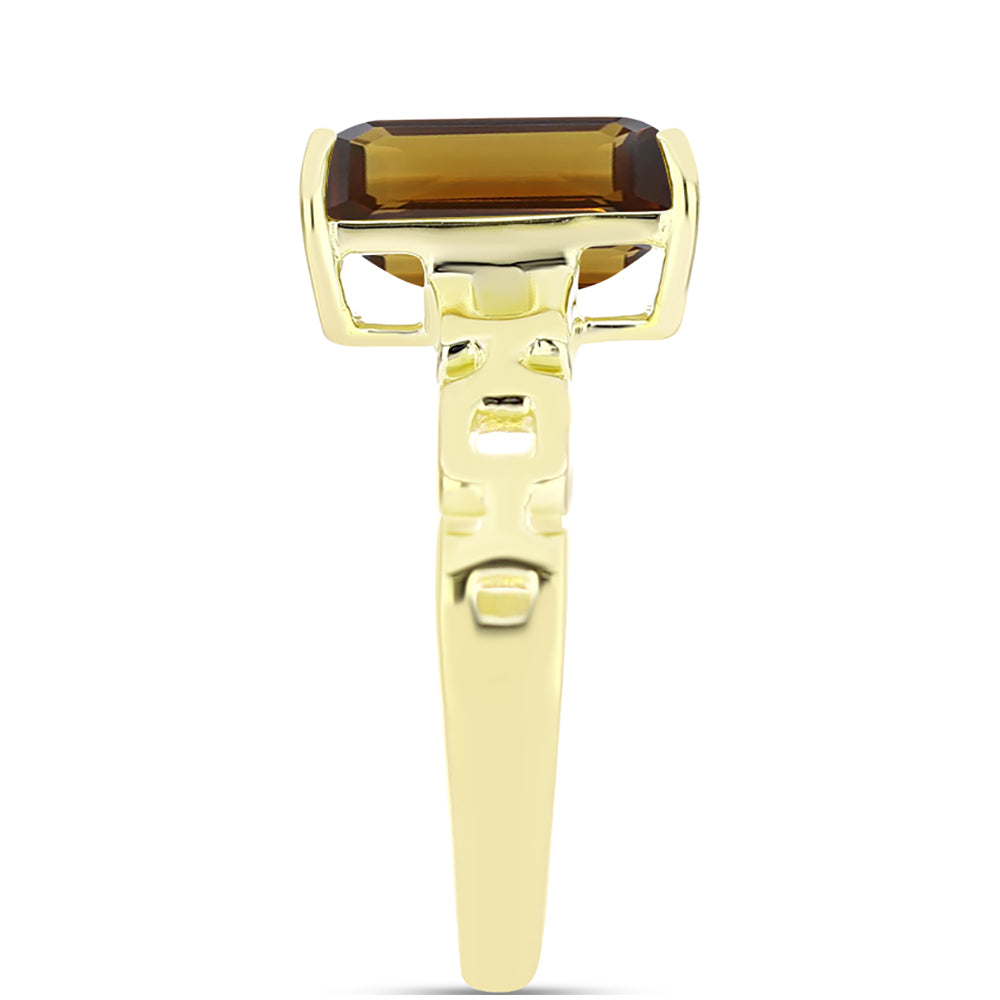 Goldplattierter Silberring mit Cognac-Quarz 4 