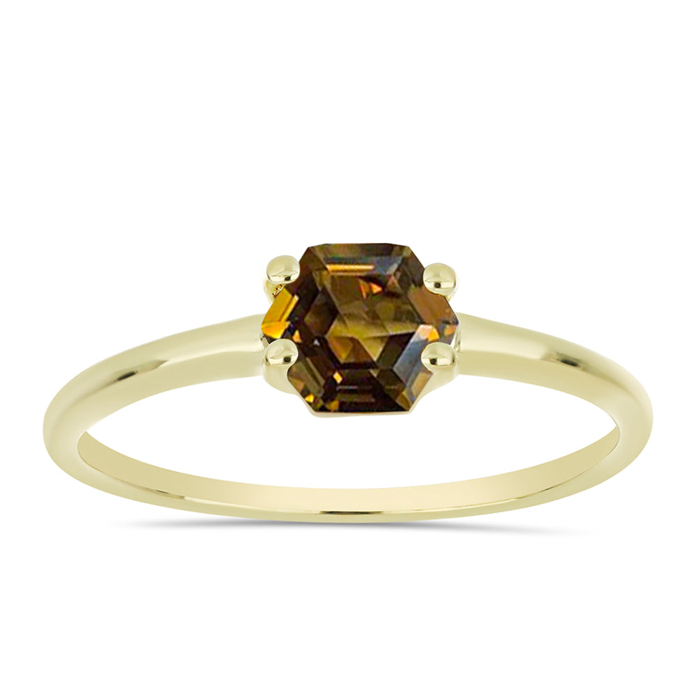 Goldplattierter Silberring mit Cognac-Quarz