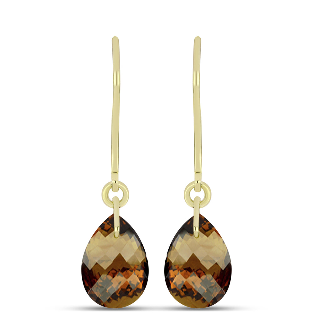 Goldplattierte Silberohrringe mit Cognac-Quarz 1 