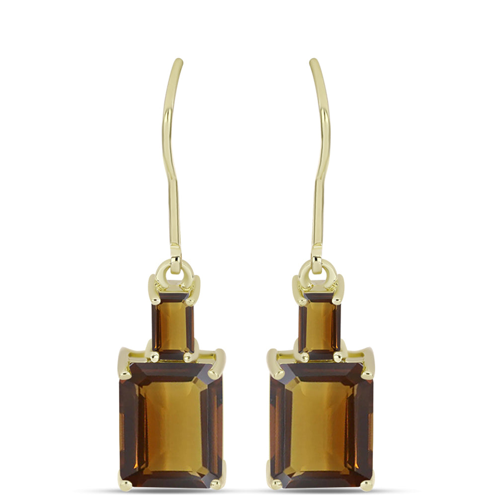 Goldplattierte Silberohrringe mit Cognac-Quarz