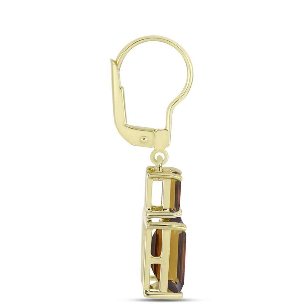 Goldplattierte Silberohrringe mit Cognac-Quarz 2 