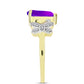 Goldplattierter Silberring mit lila Achat und weißem Topas