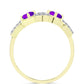 Goldplattierter Silberring mit lila Achat und weißem Topas