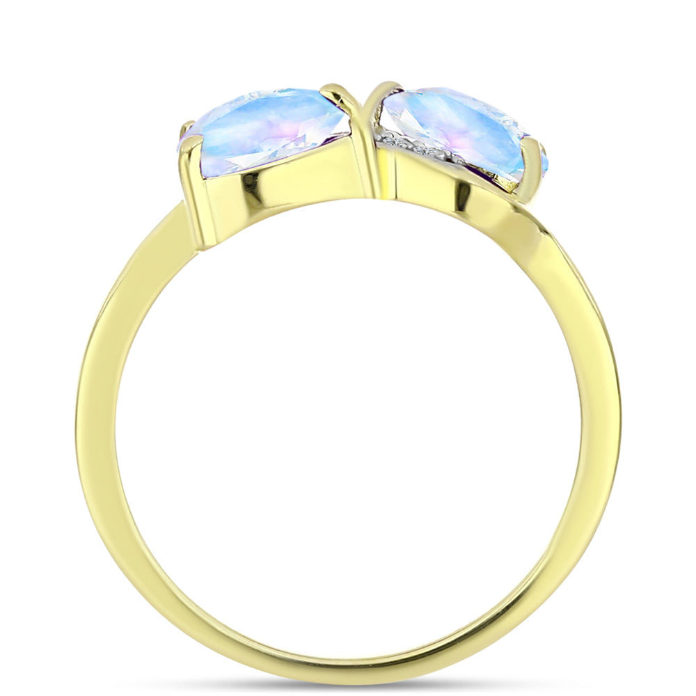 Goldplattierter Silberring mit Regenbogenmondstein und weißem Topas 2 