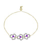 Goldplattiertes Silberarmband mit lila Achat und weißem Topas