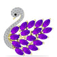 Goldplattierte Silberbrosche mit lila Achat und schwarzem Spinell